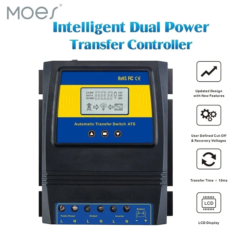 Automatic ATS Dual Power Transfer Switch Solar Charge Controller for Solar wind System DC 12V 24V 48V AC 110V 220V on/off grid Buy Direct